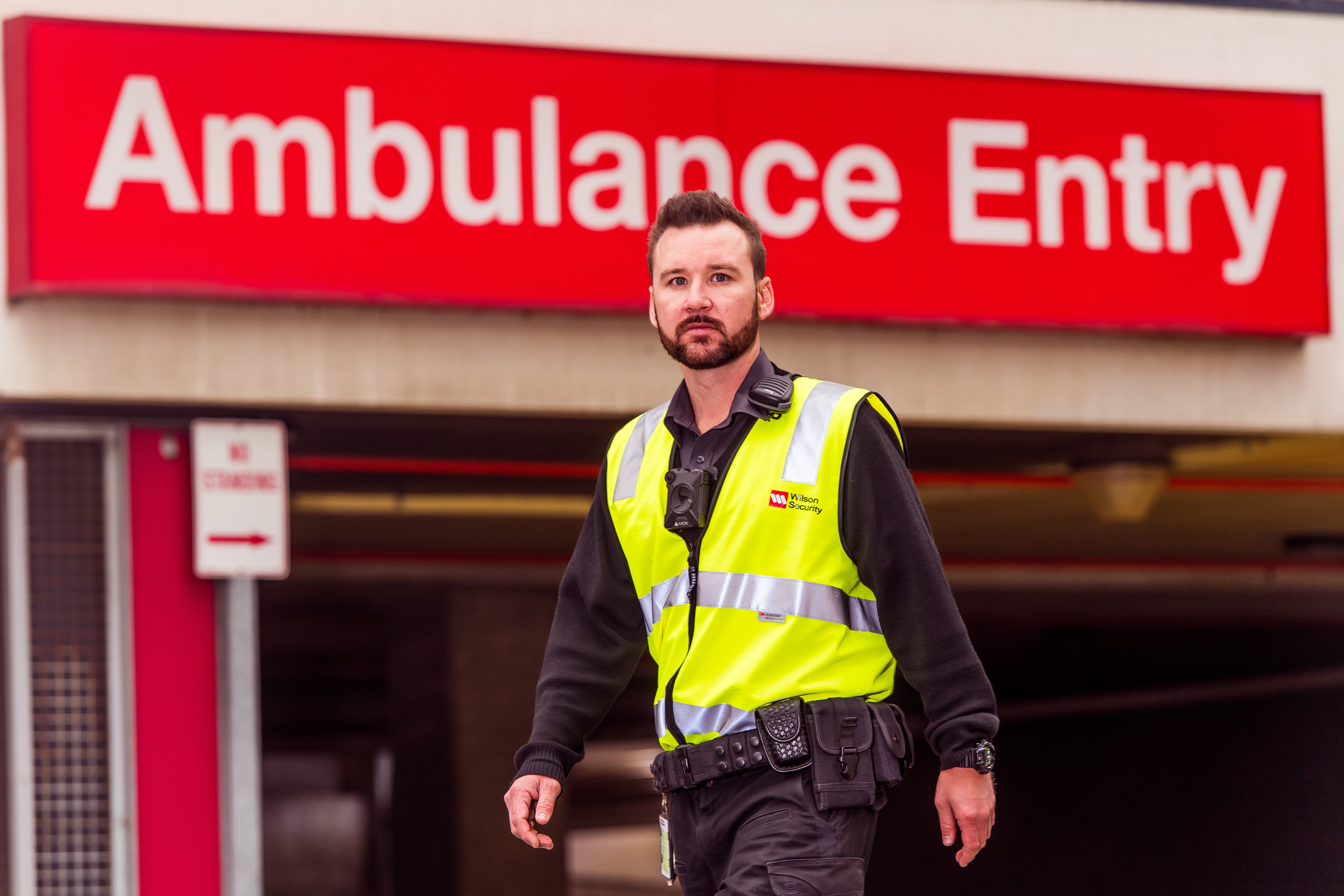 Security guard patrolling at the hospital