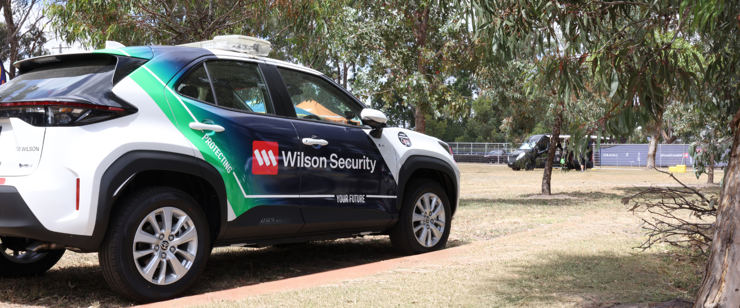 Wilson sercurity vehicle parked in a public park